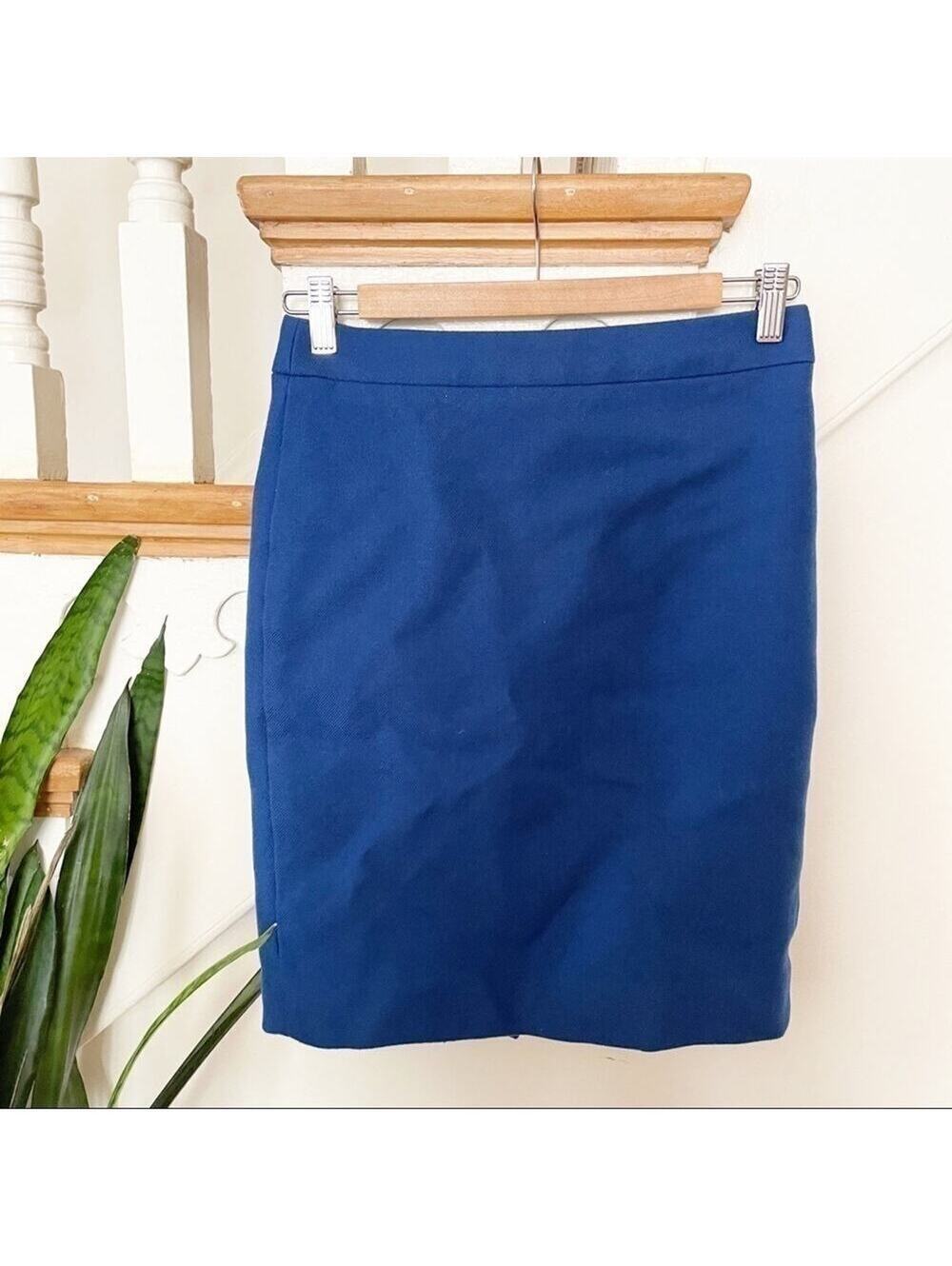 J. Crew No. 2 Wool Pencil Skirt in Royal Blue Size 2 Petite